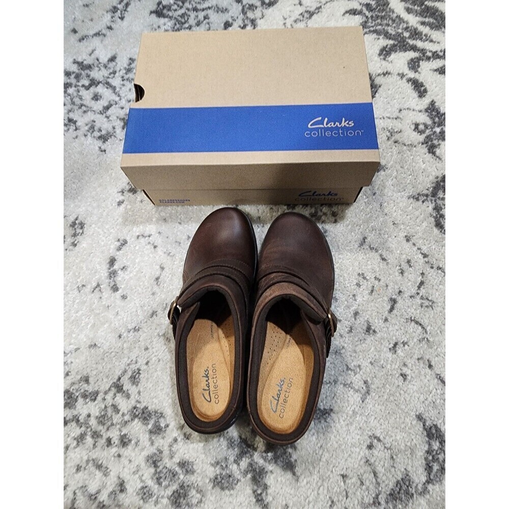 Clarks Women's Angie Braley Mule, BROWN Slate Leather Size 6.5 M - Picture 6 of 9